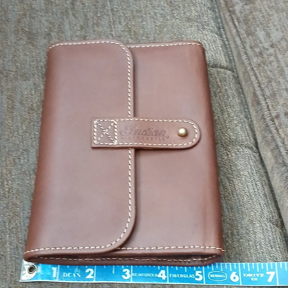 Vintage Indian Motorcycle Tri-fold leather wallet